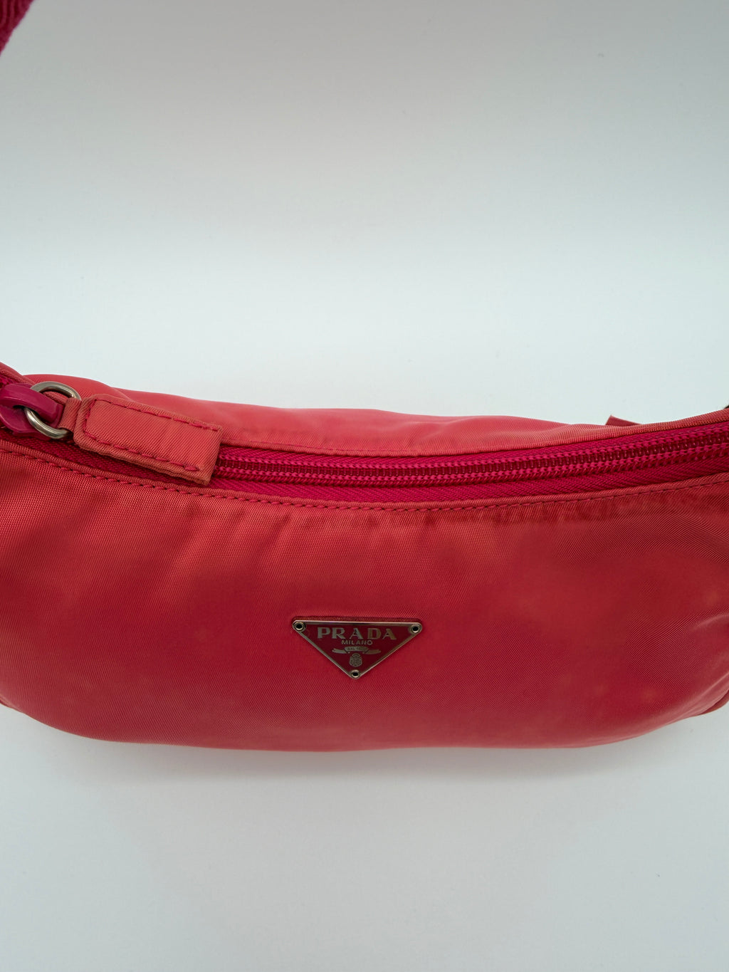 Vintage Prada Nylon Mini Hobo Bag in Pink — Early 2000s