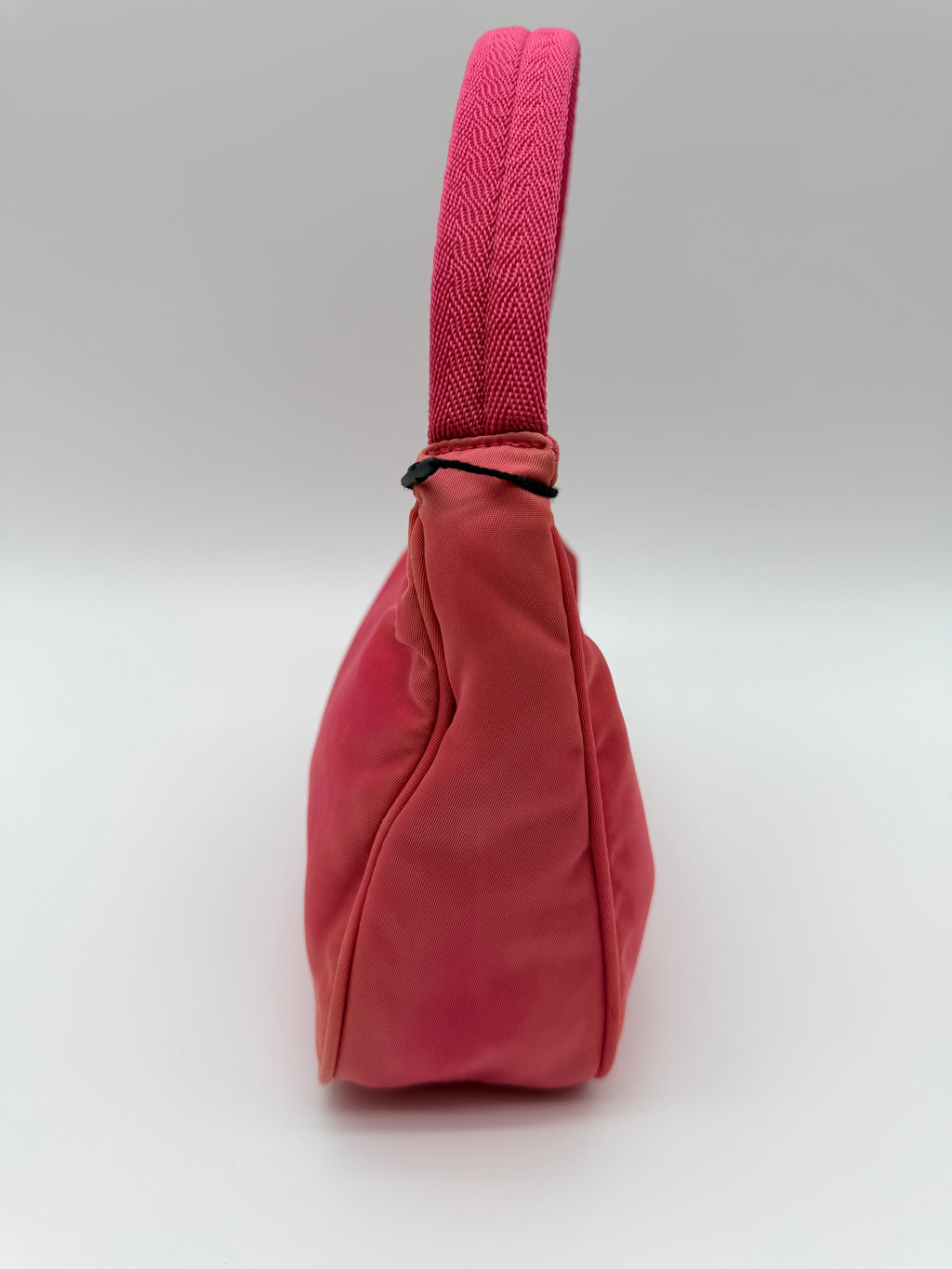 Vintage Prada Nylon Mini Hobo Bag in Pink — Early 2000s