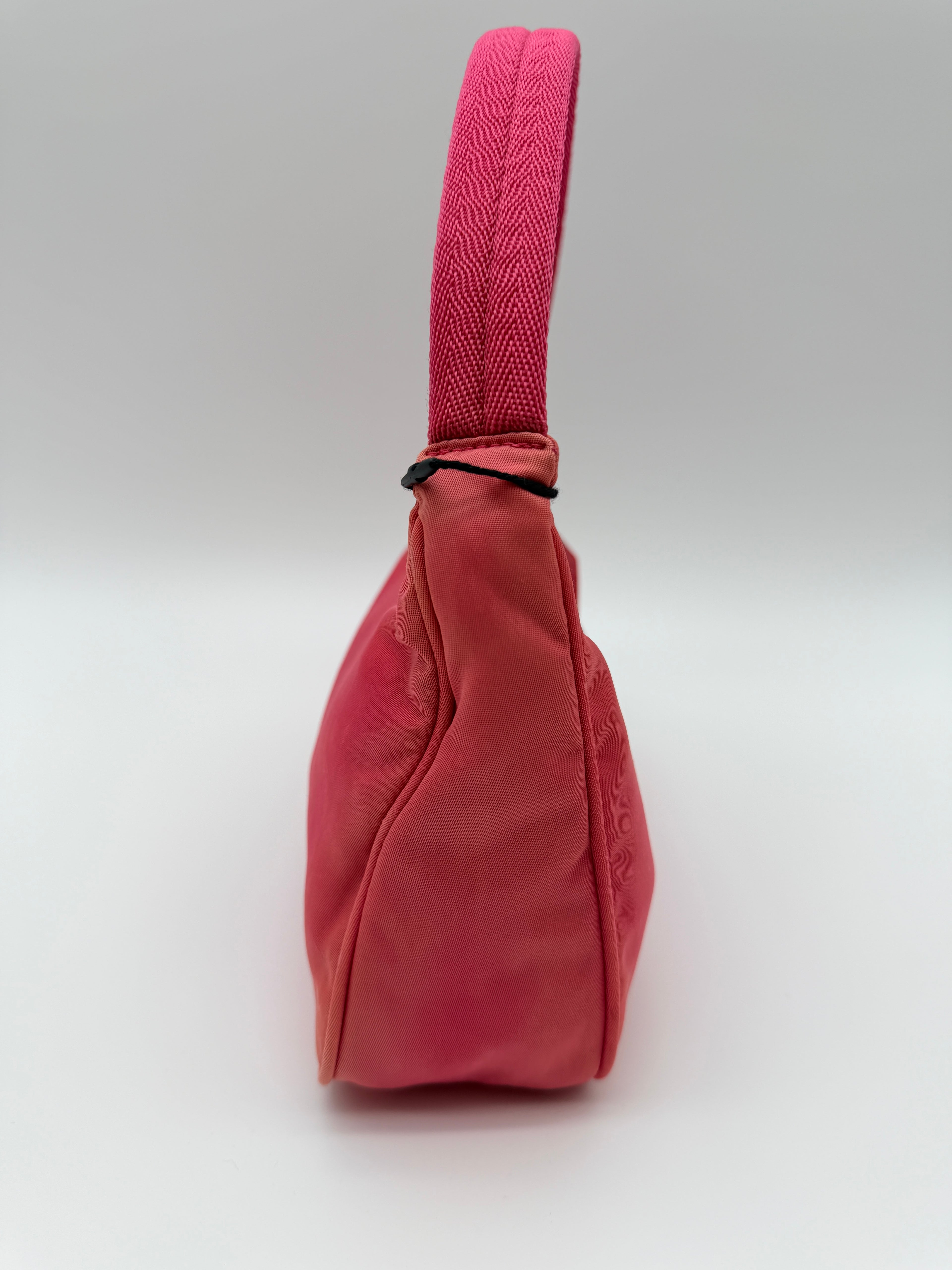 Vintage Prada Nylon Mini Hobo Bag in Pink — Early 2000s