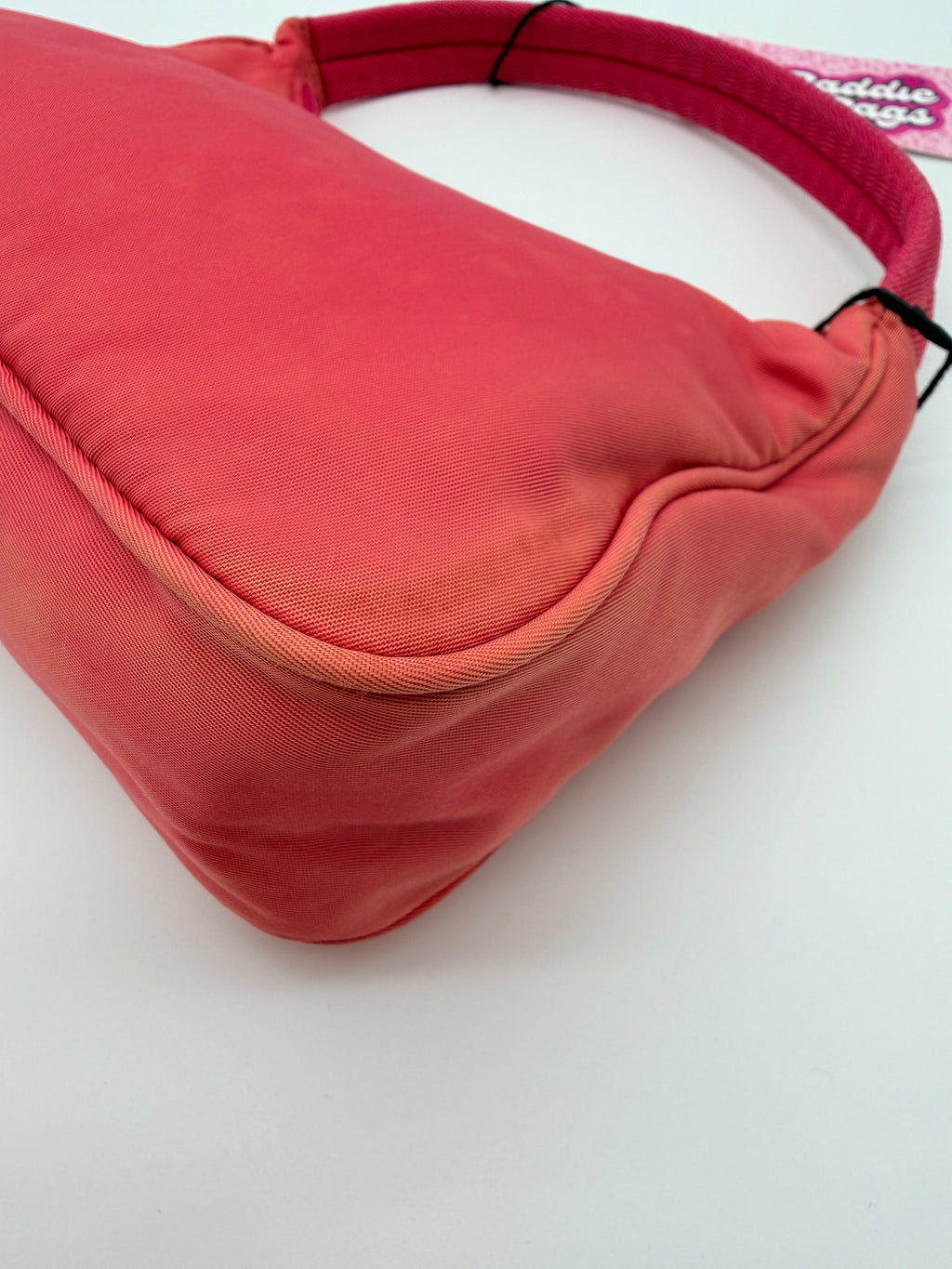 Vintage Prada Nylon Mini Hobo Bag in Pink — Early 2000s