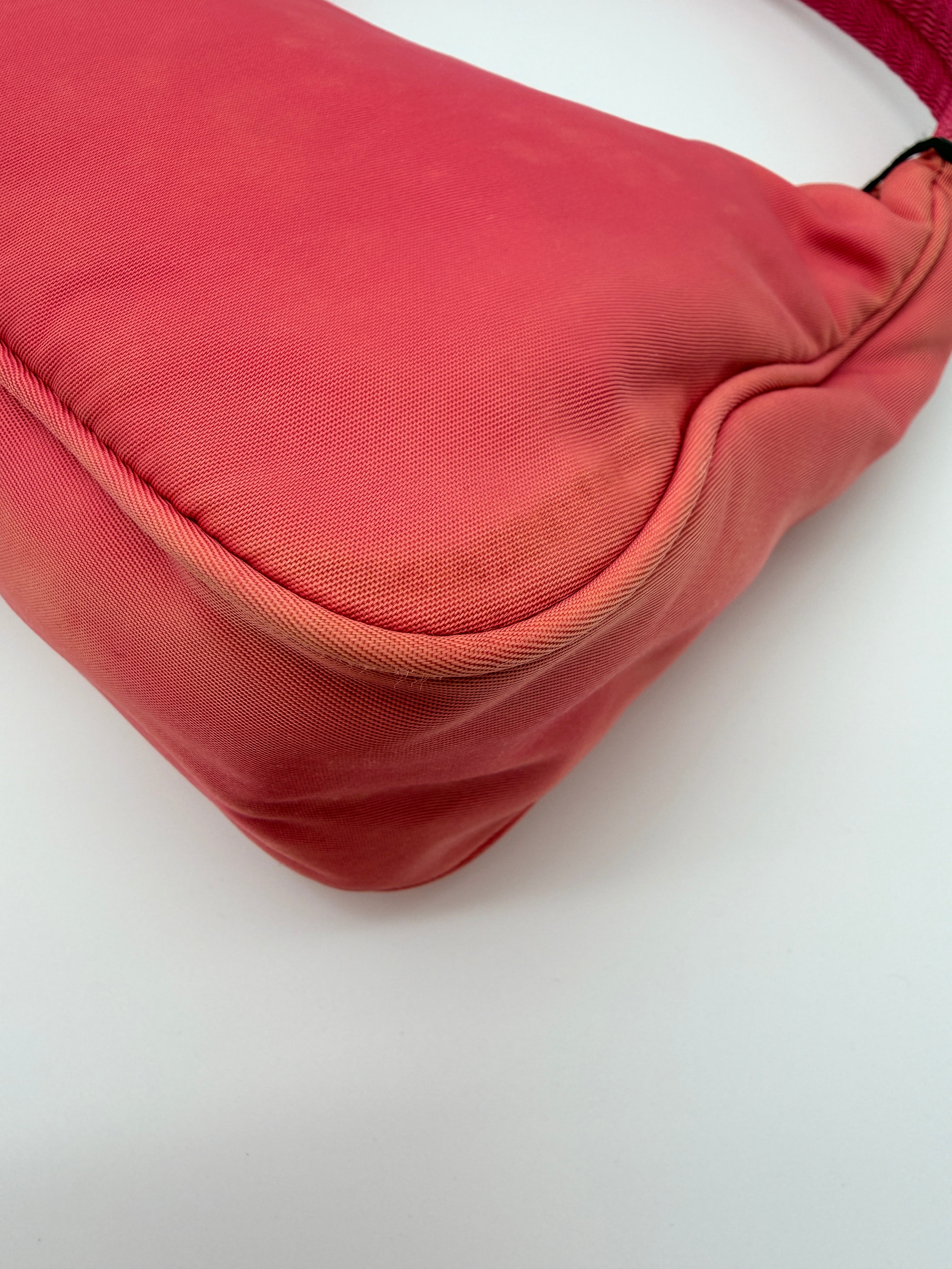 Vintage Prada Nylon Mini Hobo Bag in Pink — Early 2000s