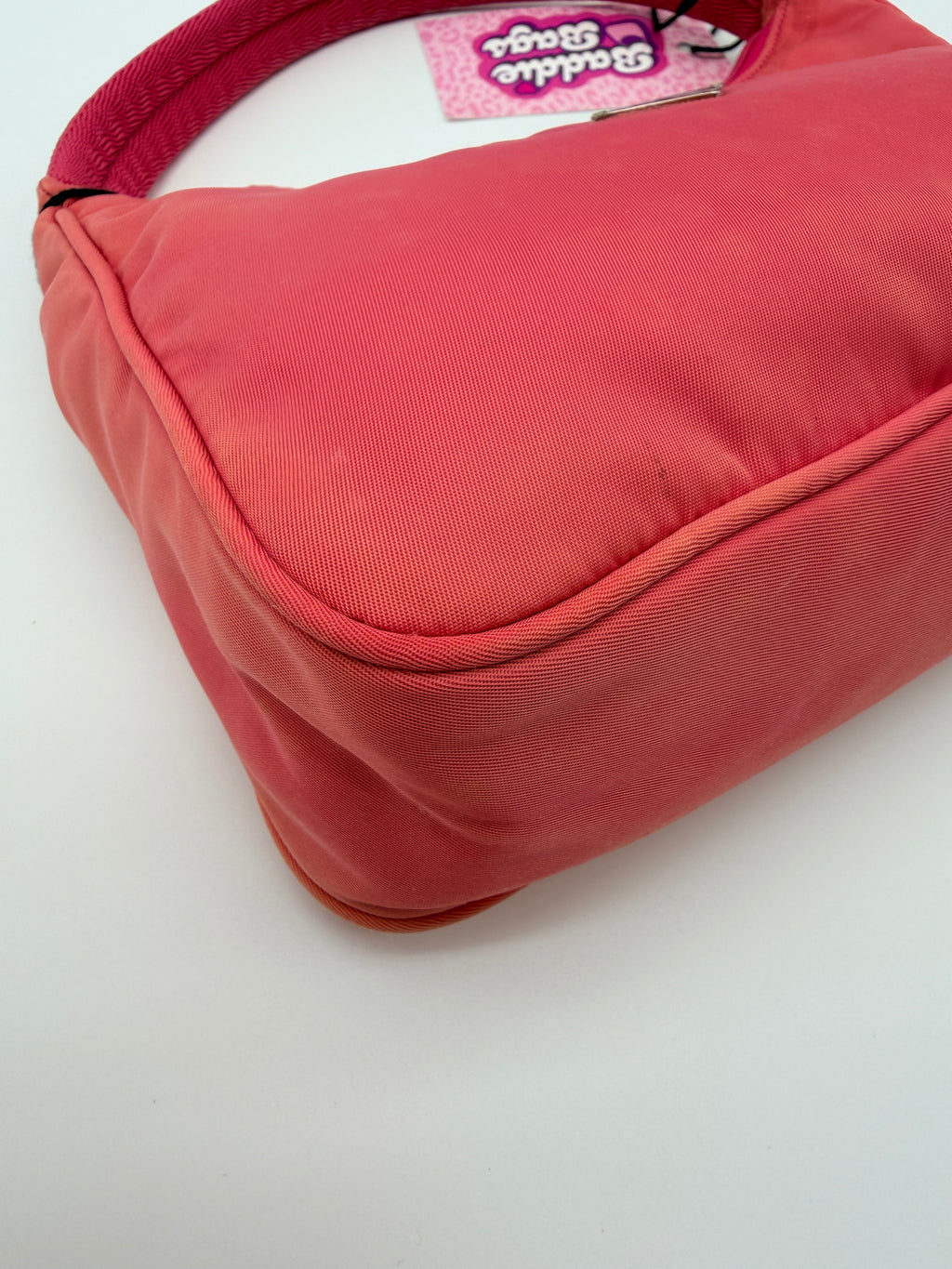Vintage Prada Nylon Mini Hobo Bag in Pink — Early 2000s