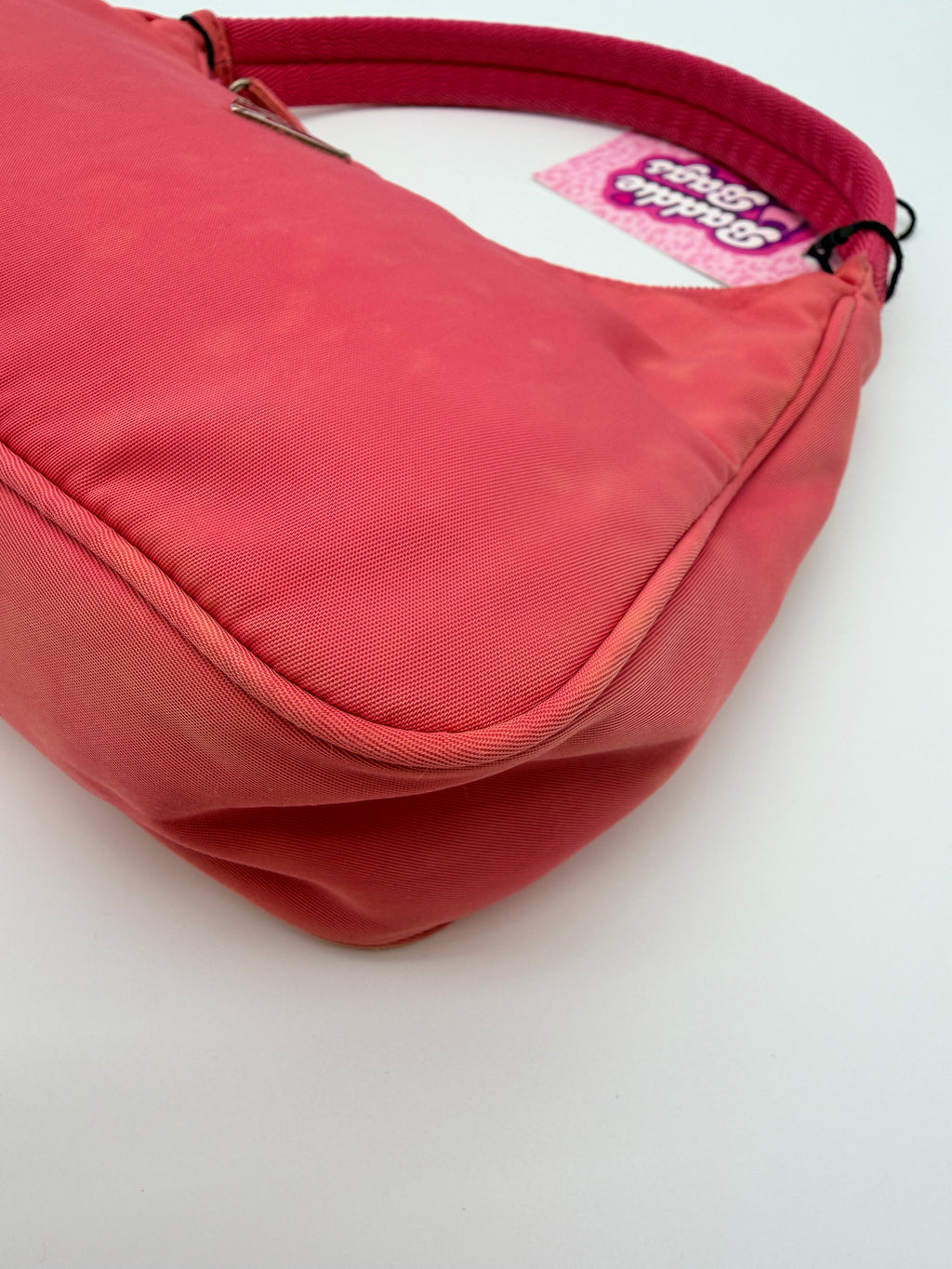 Vintage Prada Nylon Mini Hobo Bag in Pink — Early 2000s