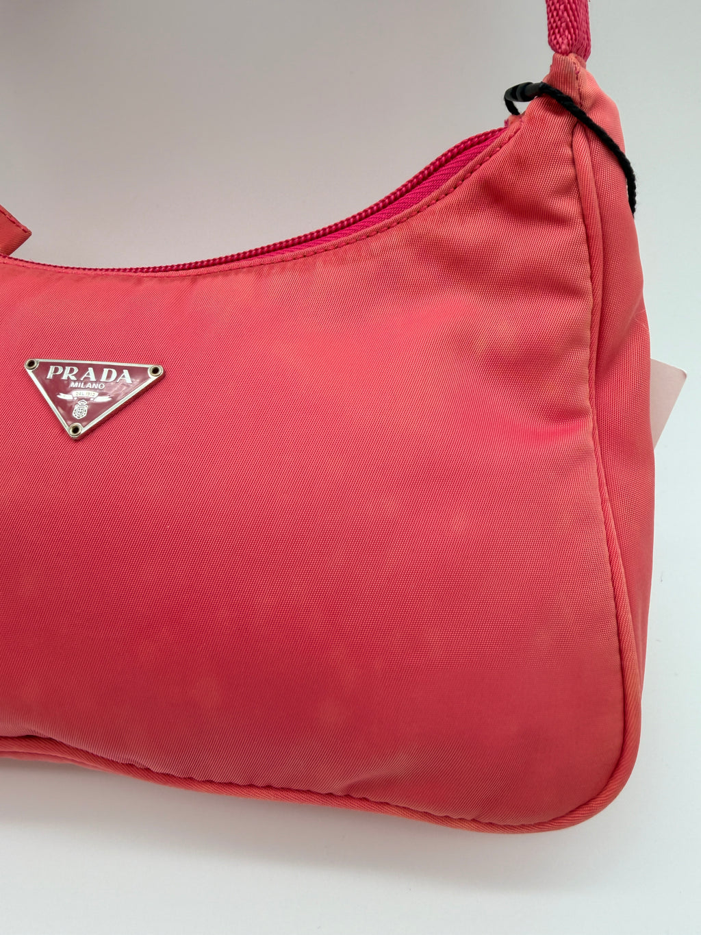Vintage Prada Nylon Mini Hobo Bag in Pink — Early 2000s