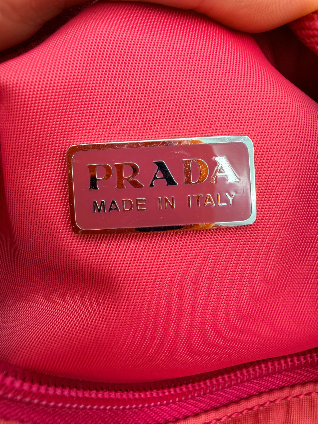 Vintage Prada Nylon Mini Hobo Bag in Pink — Early 2000s