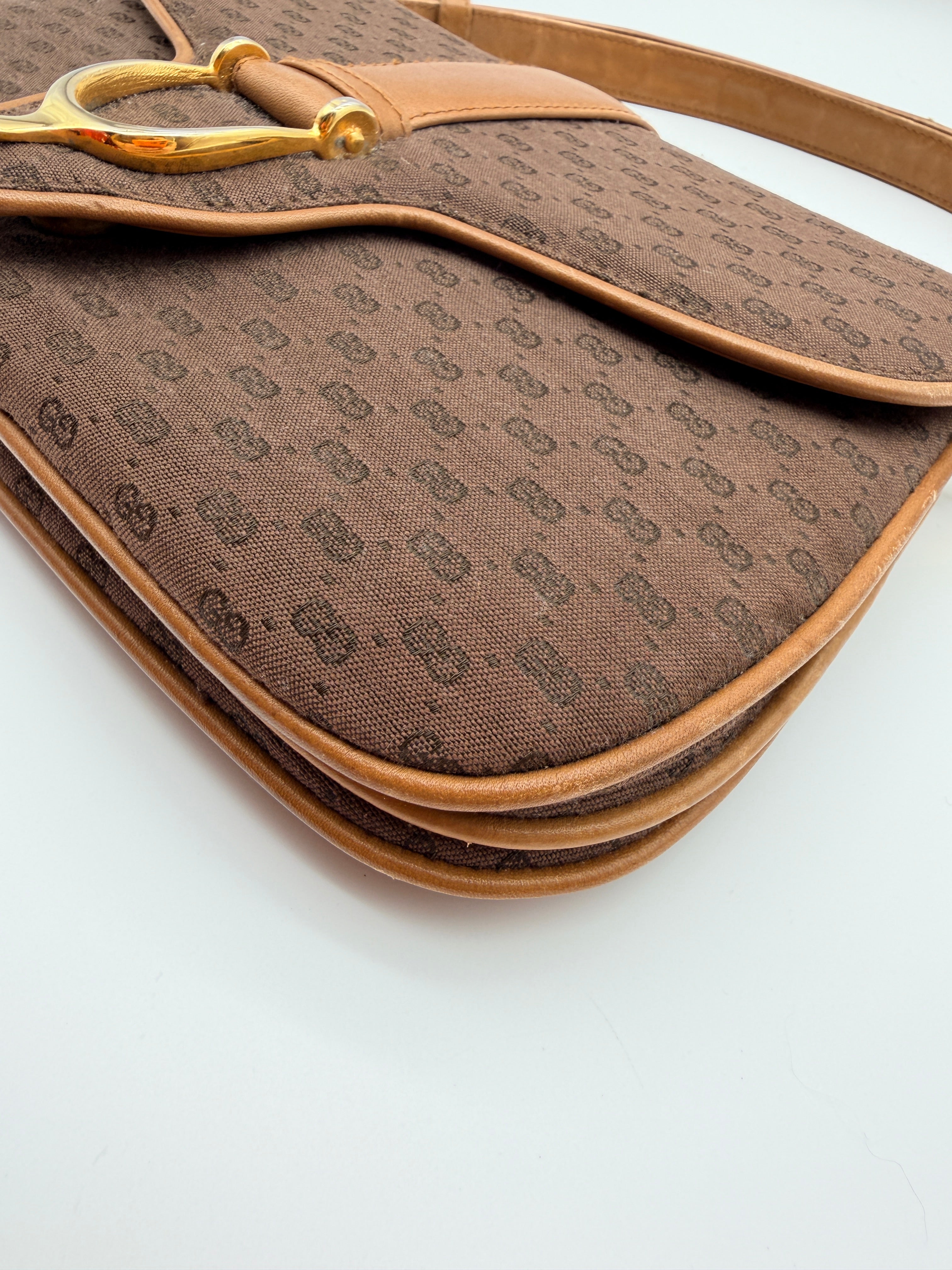 Vintage Gucci GG Canvas Shoulder Bag in Brown — 1970s–80s