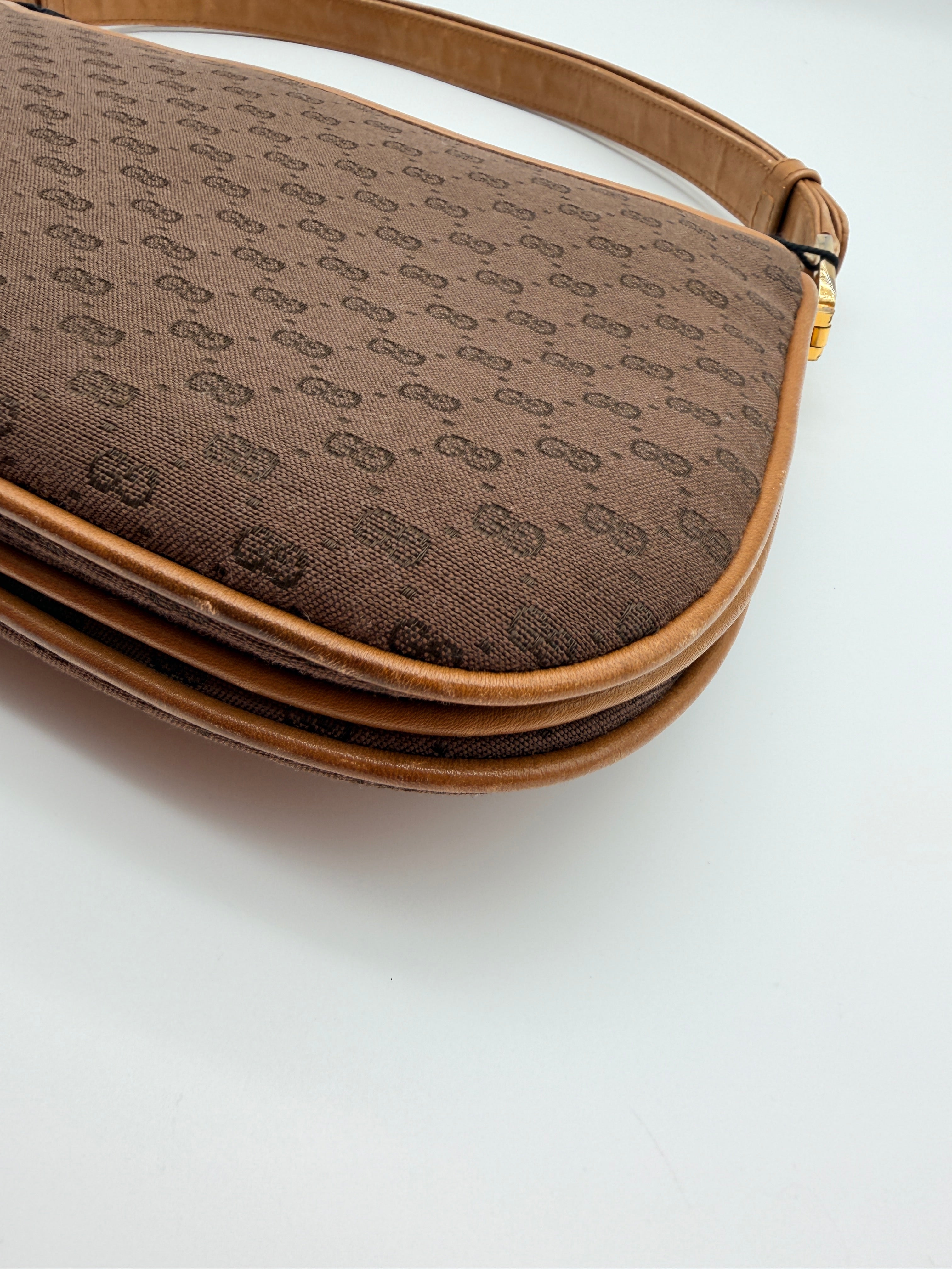 Vintage Gucci GG Canvas Shoulder Bag in Brown — 1970s–80s