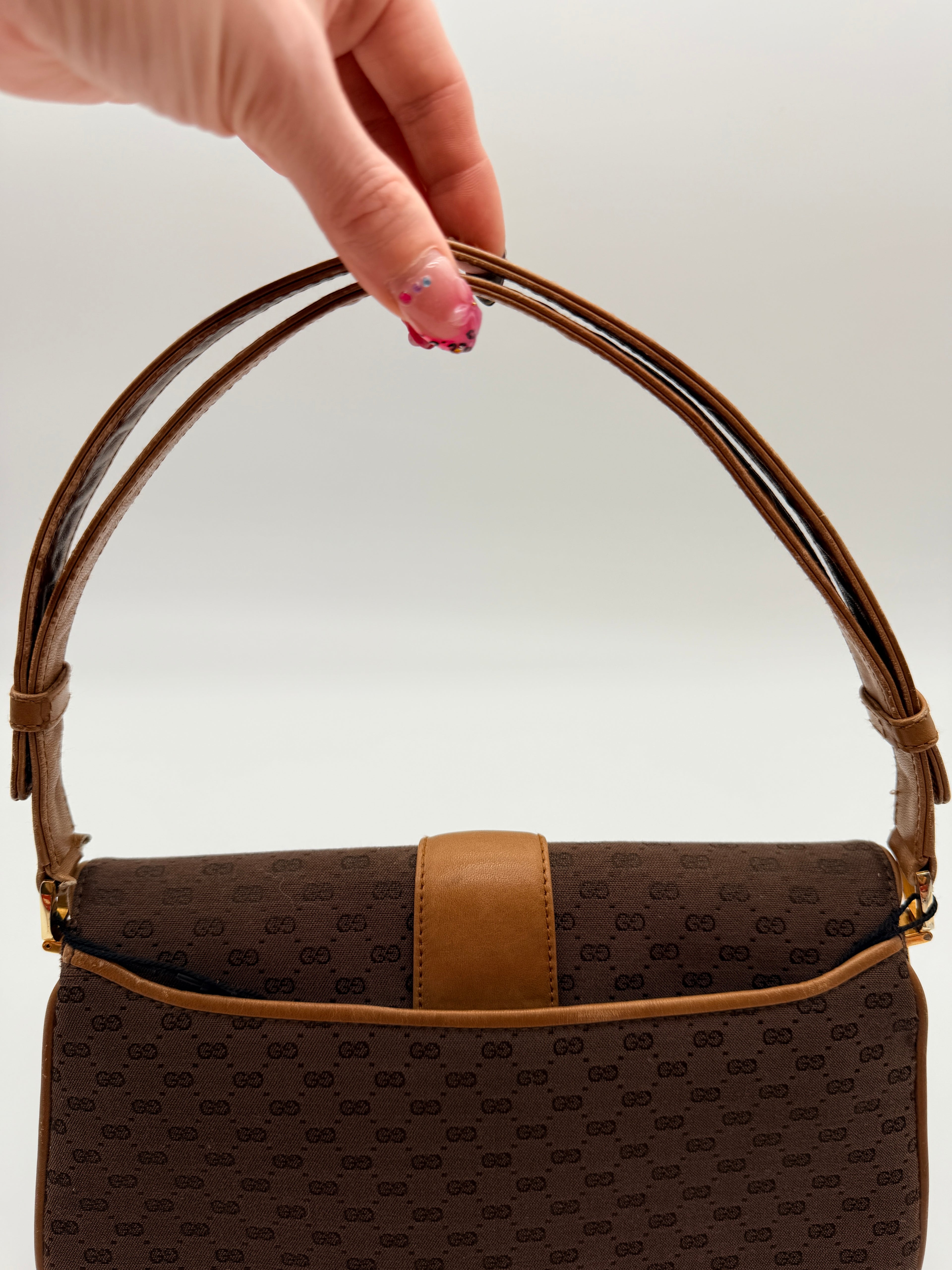 Vintage Gucci GG Canvas Shoulder Bag in Brown — 1970s–80s