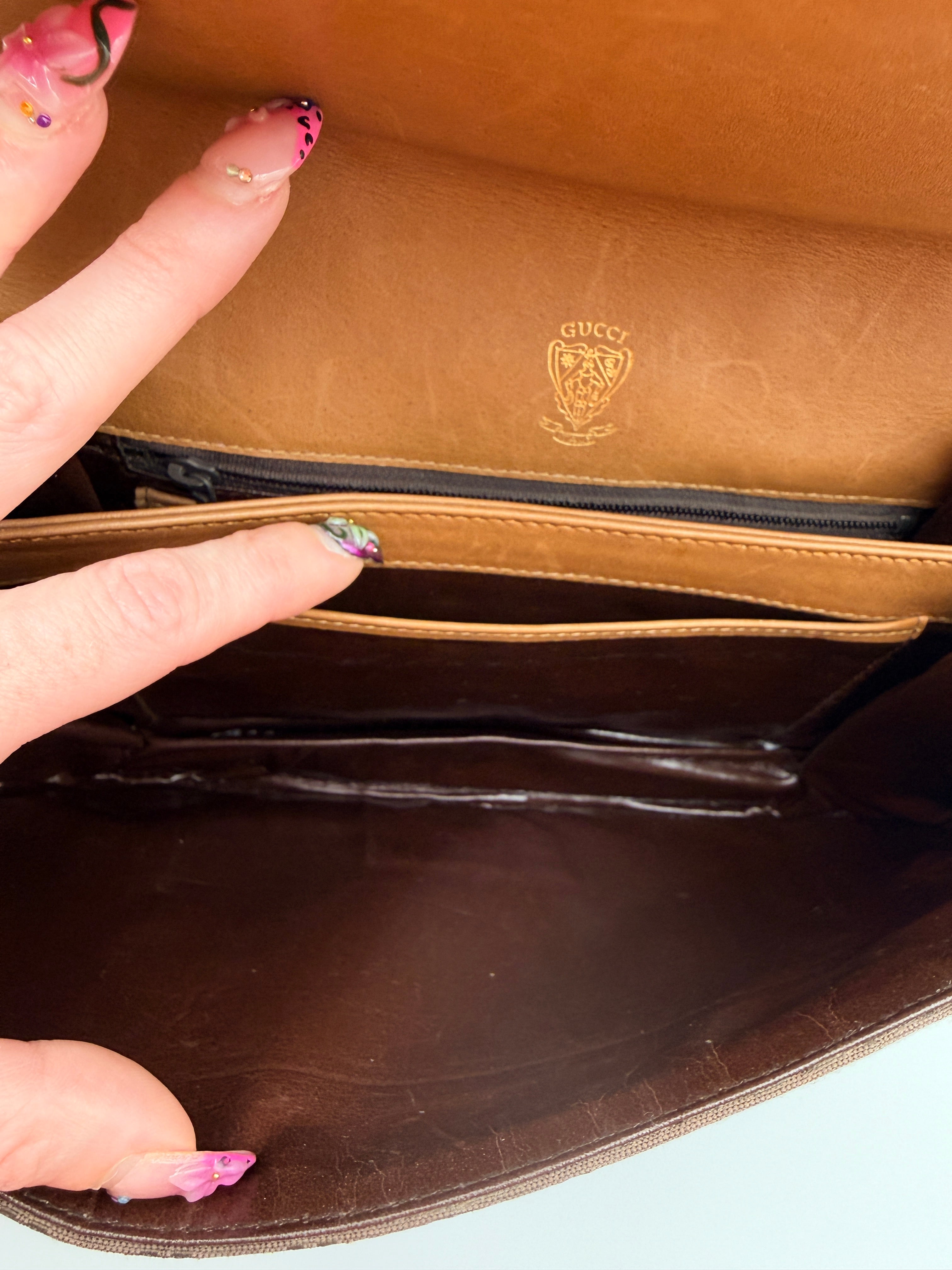 Vintage Gucci GG Canvas Shoulder Bag in Brown — 1970s–80s