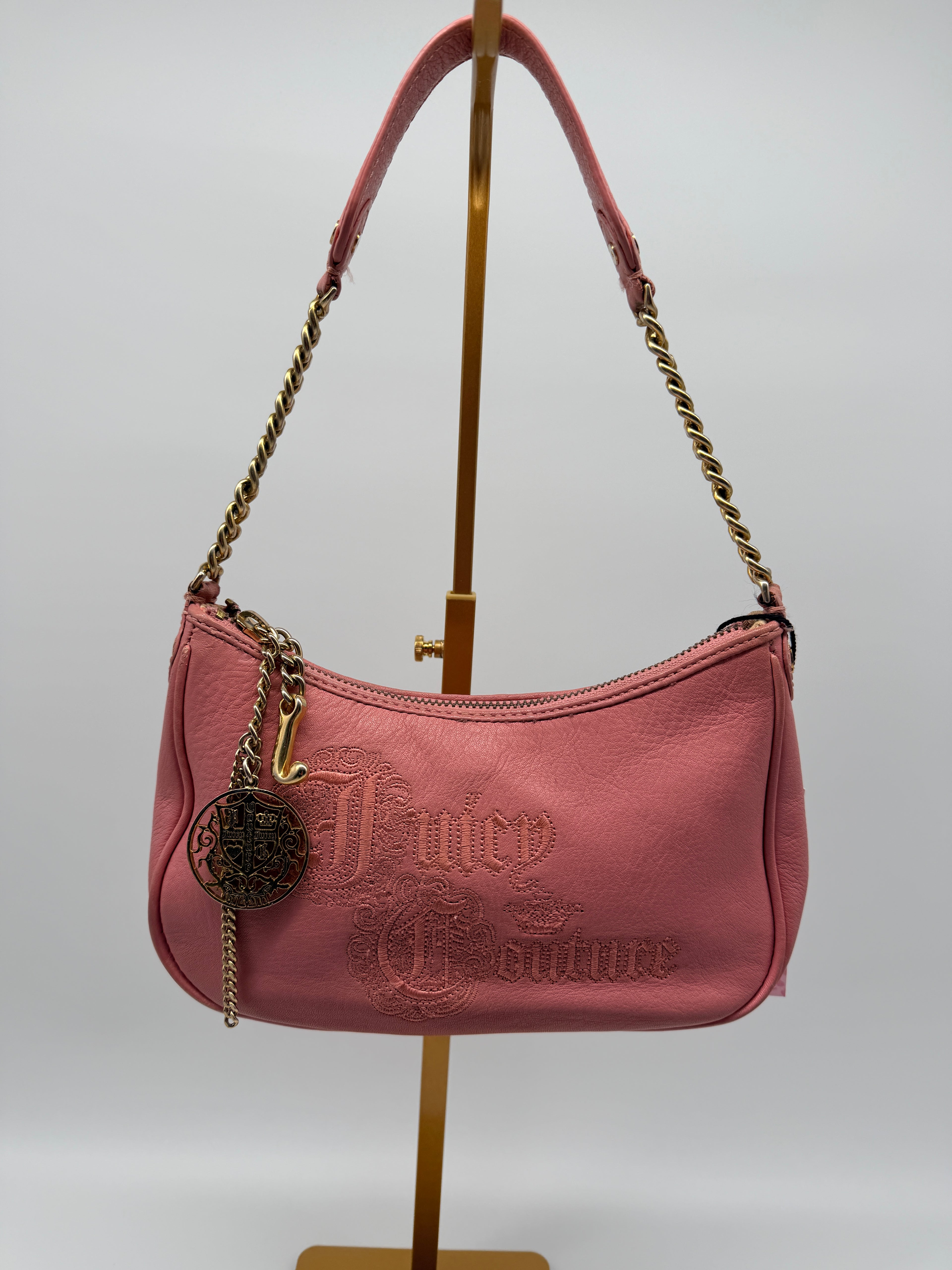 Vintage Juicy Couture Leather Shoulder Bag in Dusty Rose