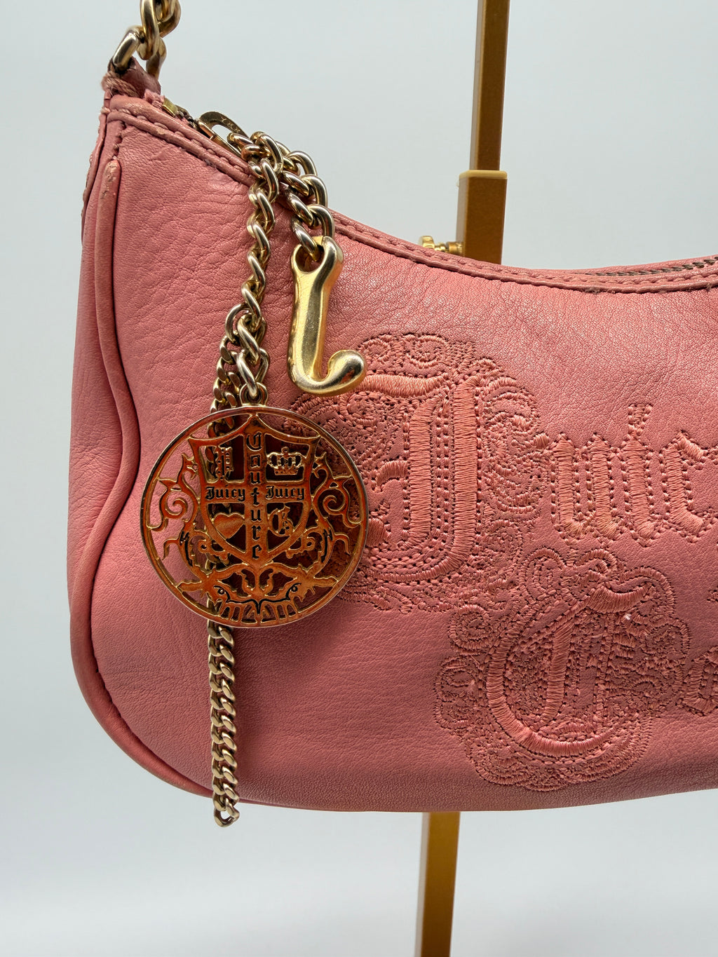 Vintage Juicy Couture Leather Shoulder Bag in Dusty Rose