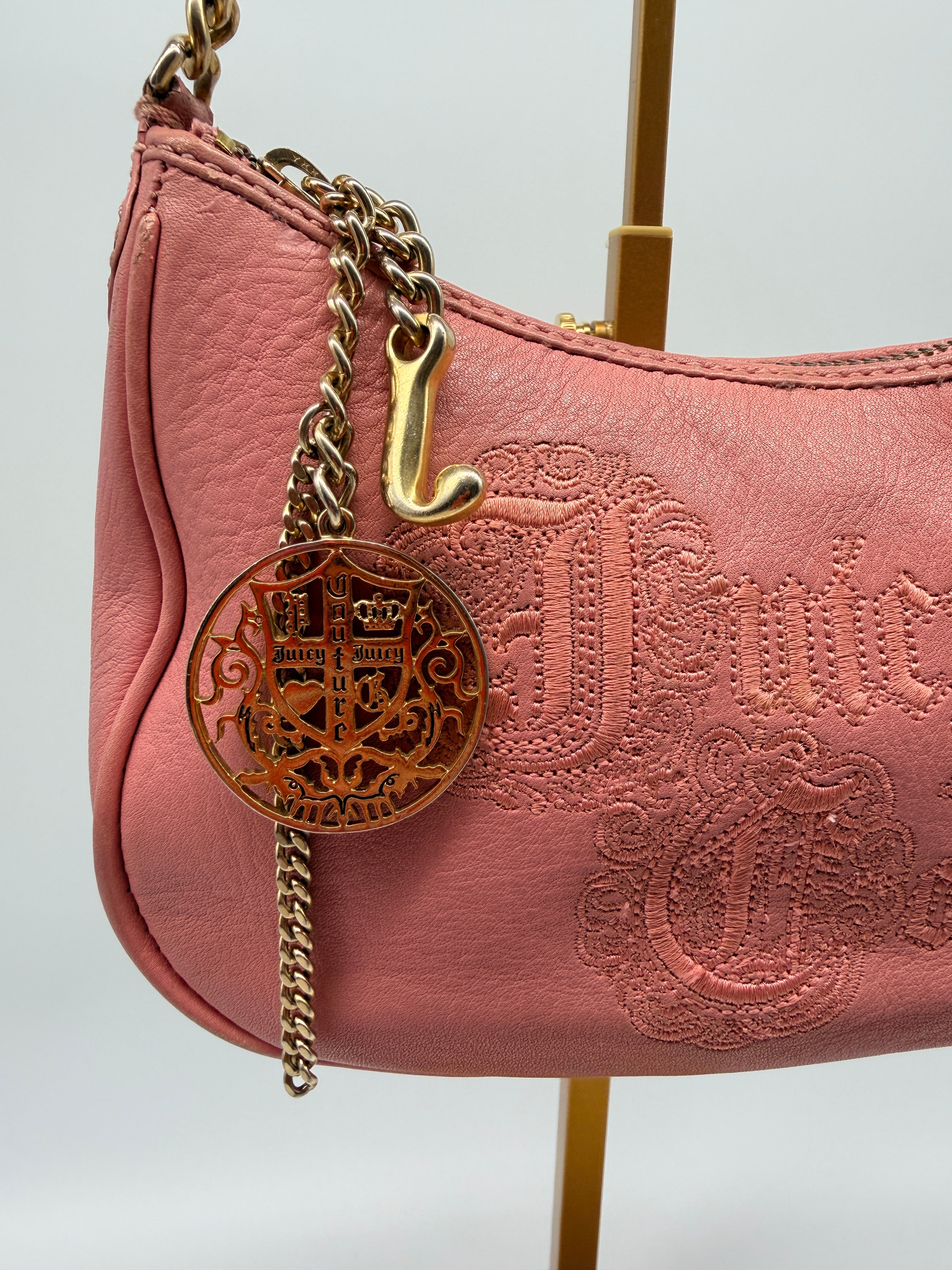 Vintage Juicy Couture Leather Shoulder Bag in Dusty Rose