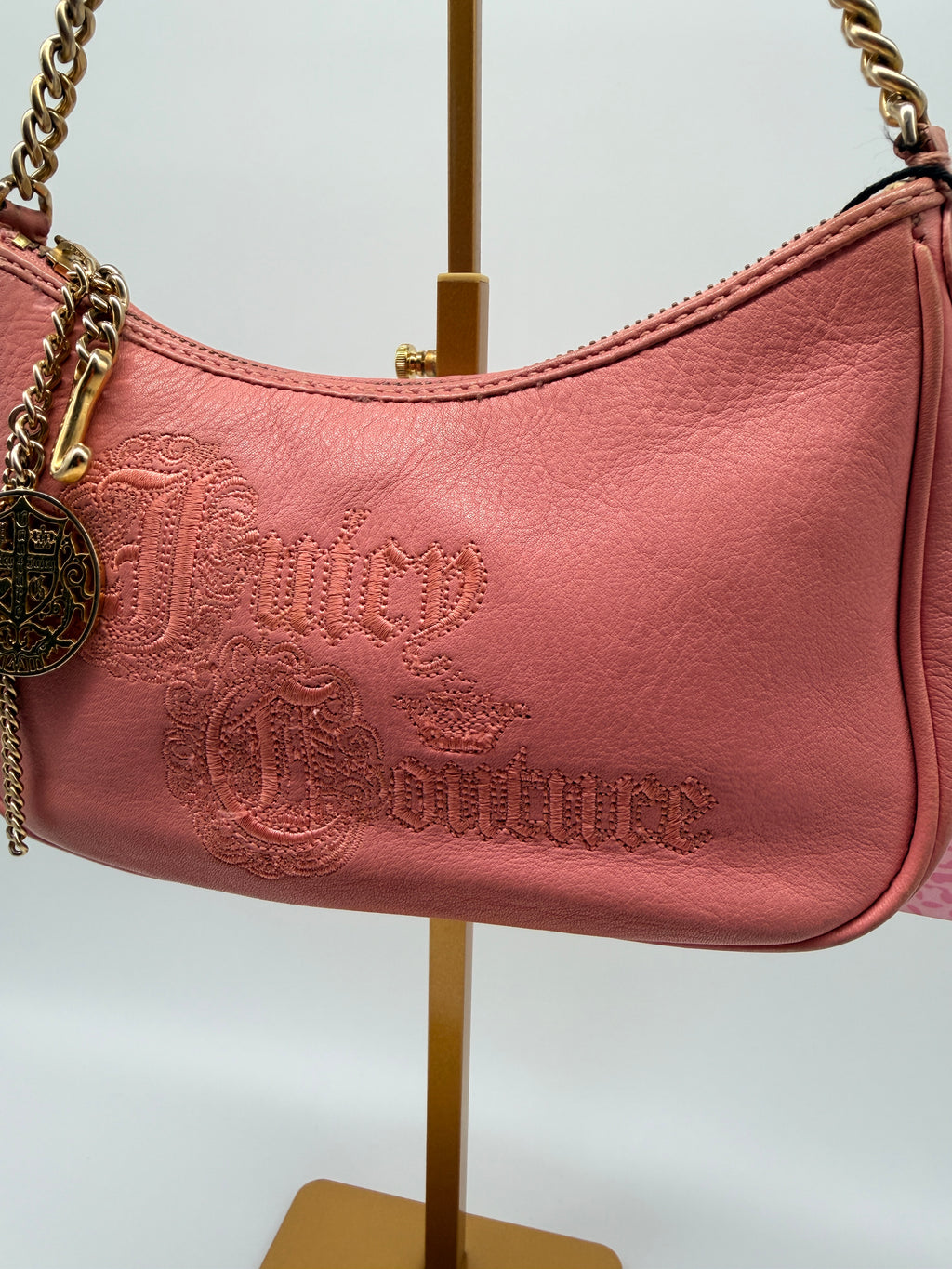 Vintage Juicy Couture Leather Shoulder Bag in Dusty Rose