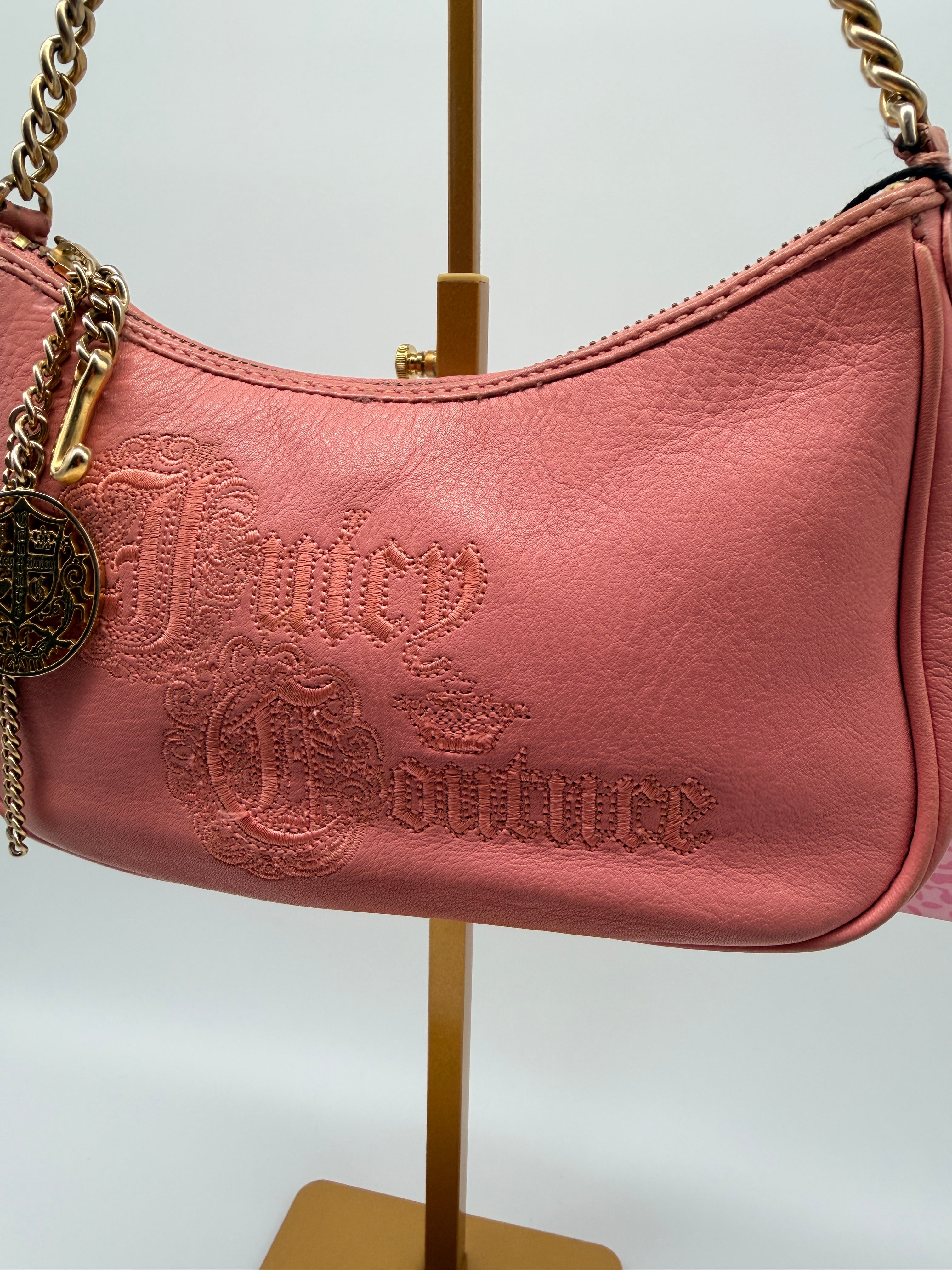 Vintage Juicy Couture Leather Shoulder Bag in Dusty Rose