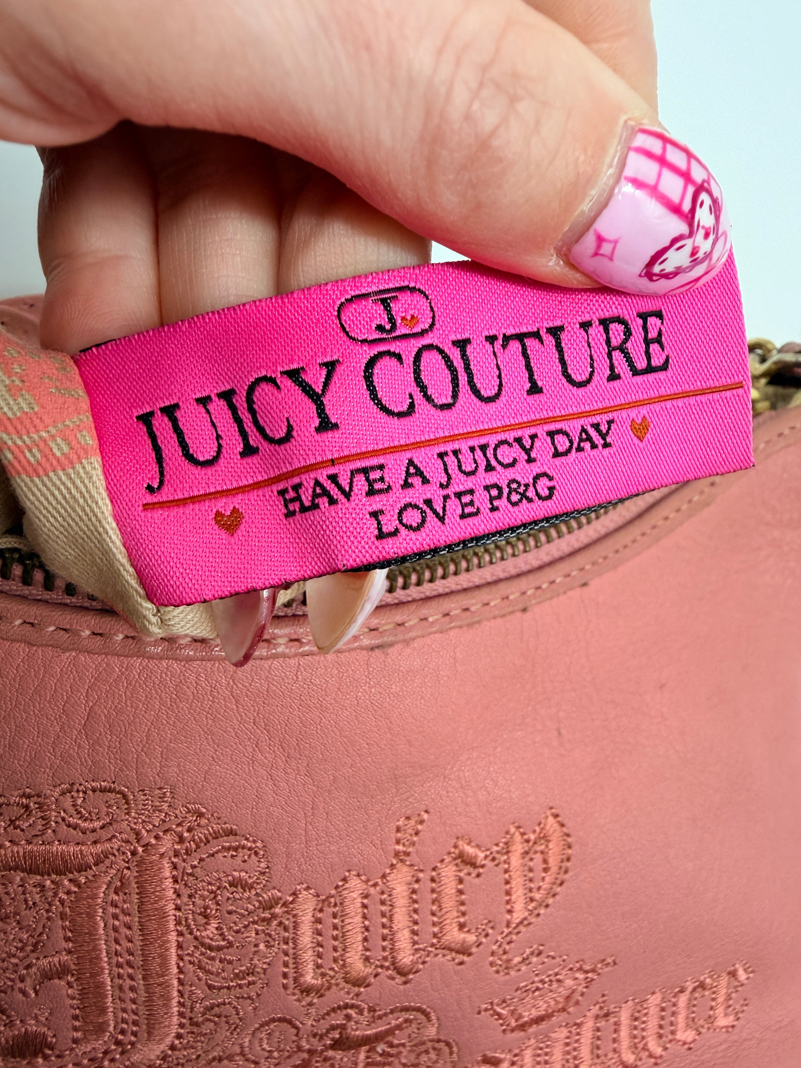 Vintage Juicy Couture Leather Shoulder Bag in Dusty Rose