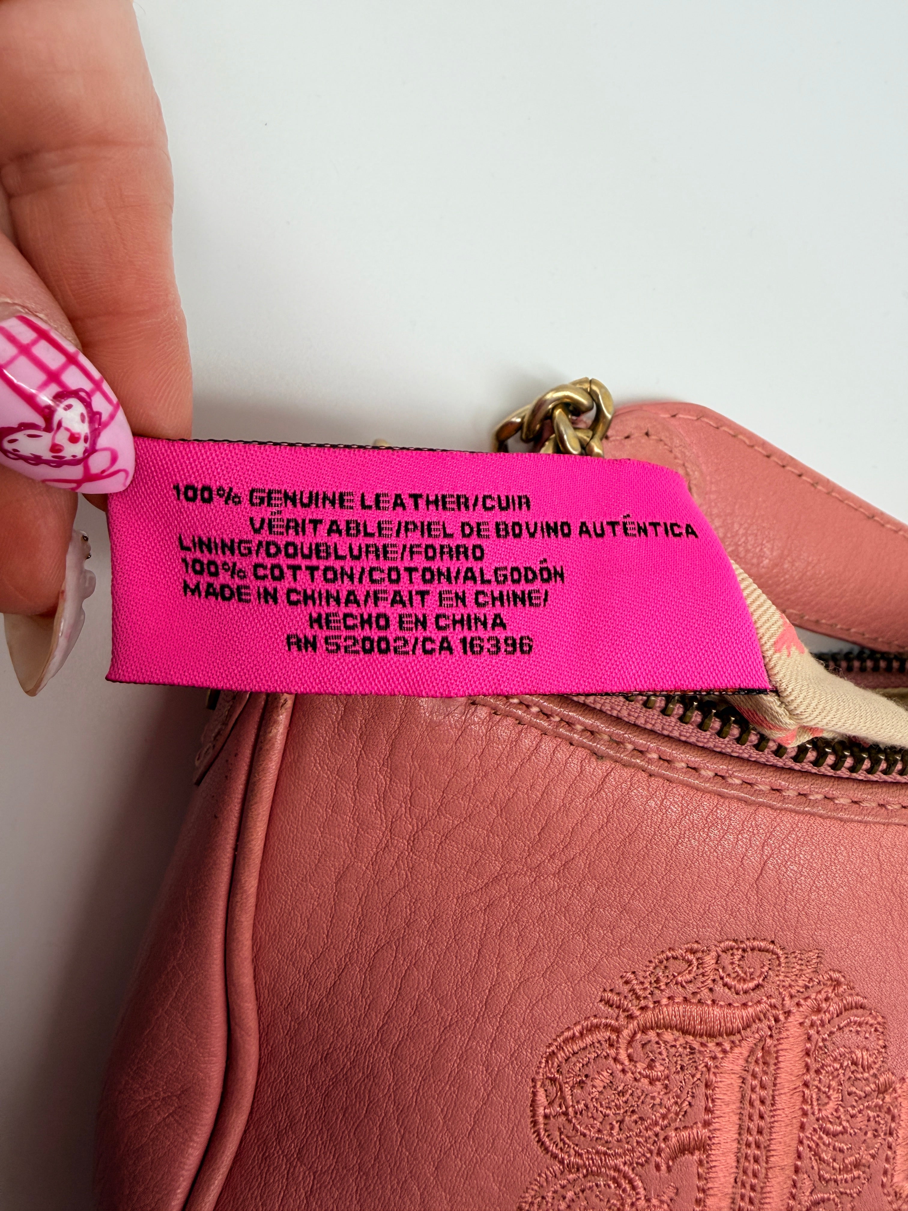 Vintage Juicy Couture Leather Shoulder Bag in Dusty Rose